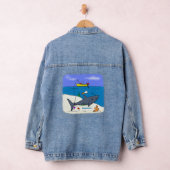 Funny slaapshark and Fishing cartoon Denim Jacket (Hangar)