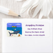 Funny slaapshark and Fishing cartoon Etiket (Insitu)