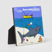 Funny slaapshark and Fishing cartoon Fotoplaat (Voorkant)