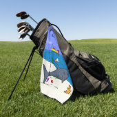 Funny slaapshark and Fishing cartoon Golfhanddoek (Groen)