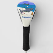 Funny slaapshark and Fishing cartoon Golfheadcover (Voorkant)