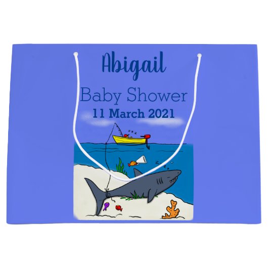 Funny slaapshark and Fishing cartoon Groot Cadeauzakje (Voorkant)