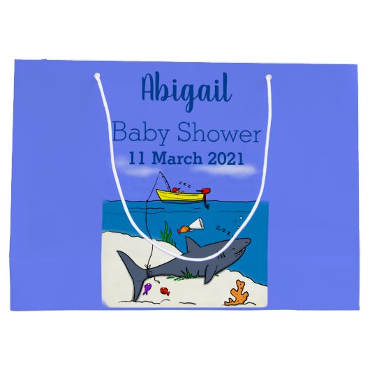 Funny slaapshark and Fishing cartoon Groot Cadeauzakje (Achterkant)