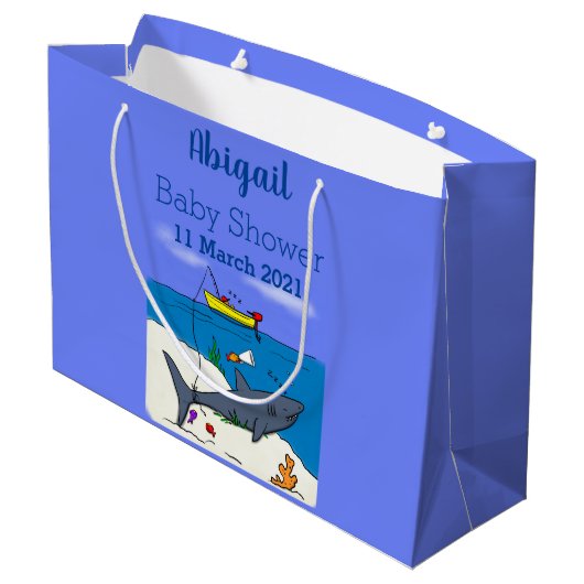 Funny slaapshark and Fishing cartoon Groot Cadeauzakje (Achterkant Gekanteld)