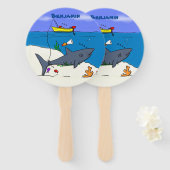 Funny slaapshark and Fishing cartoon Handwaaier (Voorkant en achterkant)