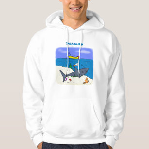 Funny slaapshark and Fishing cartoon Hoodie