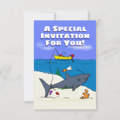 Funny slaapshark and Fishing cartoon Kaart (Achterkant)