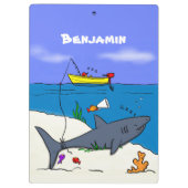 Funny slaapshark and Fishing cartoon Klembord (Achterkant)