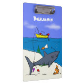 Funny slaapshark and Fishing cartoon Klembord (Rechts)