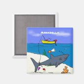 Funny slaapshark and Fishing cartoon Magneet (Voorkant / Achterkant)