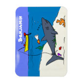 Funny slaapshark and Fishing cartoon Magneet (Verticaal)