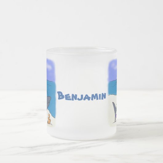 Funny slaapshark and Fishing cartoon Matglas Koffiemok (Center)