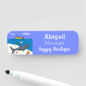 Funny slaapshark and Fishing cartoon Naamplaatje (In situ)