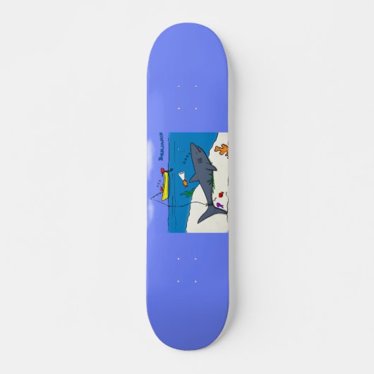 Funny slaapshark and Fishing cartoon Persoonlijk Skateboard (Voorkant)