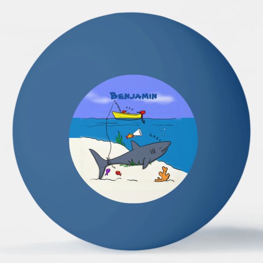 Funny slaapshark and Fishing cartoon Pingpongbal (Voorkant)