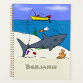 Funny slaapshark and Fishing cartoon Planner (Voorkant)