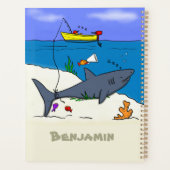 Funny slaapshark and Fishing cartoon Planner (Achterkant)