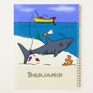 Funny slaapshark and Fishing cartoon Planner