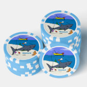 Funny slaapshark and Fishing cartoon Poker Chips (Opstapeling)