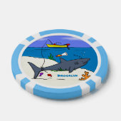 Funny slaapshark and Fishing cartoon Poker Chips (Enkel)