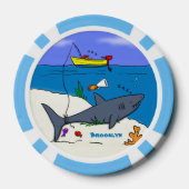 Funny slaapshark and Fishing cartoon Poker Chips (Achterkant)