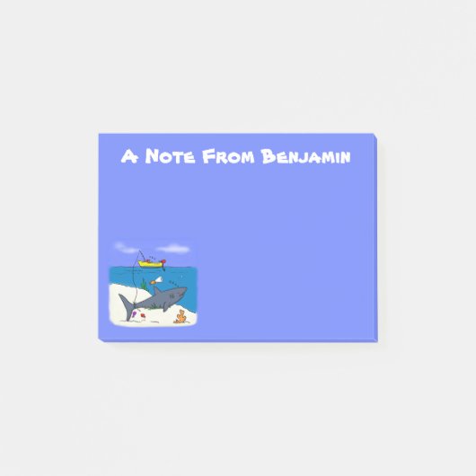 Funny slaapshark and Fishing cartoon Post-it® Notes (Voorkant)