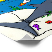 Funny slaapshark and Fishing cartoon Poster (Hoek)