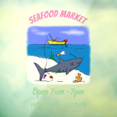 Funny slaapshark and Fishing cartoon Raamsticker (Vel 3)