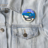 Funny slaapshark and Fishing cartoon Ronde Button 5,7 Cm (In situ)