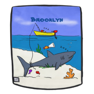 Funny slaapshark and Fishing cartoon Rugtassen