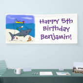 Funny slaapshark and Fishing cartoon Spandoek (Beurs)