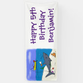 Funny slaapshark and Fishing cartoon Spandoek (Verticaal)