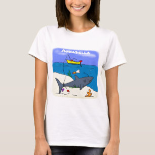 Funny slaapshark and Fishing cartoon T-shirt
