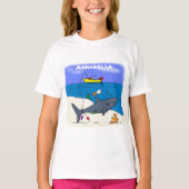 Funny slaapshark and Fishing cartoon T-shirt (Voorkant)