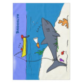 Funny slaapshark and Fishing cartoon Tafelkleed (Voorkant)