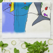 Funny slaapshark and Fishing cartoon Theedoek (Gevouwen)