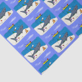 Funny slaapshark and Fishing cartoon Tissuepapier (Detail)