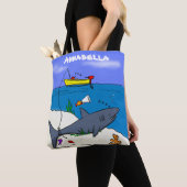 Funny slaapshark and Fishing cartoon Tote Bag (Dichtbij)