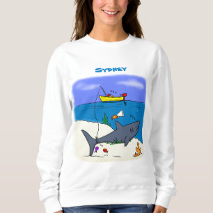 Funny slaapshark and Fishing cartoon Trui
