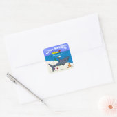 Funny slaapshark and Fishing cartoon Vierkante Sticker (Envelop)