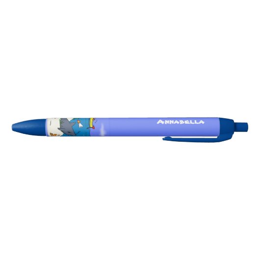 Funny slaapshark and Fishing cartoon Zwarte Inkt Pen (Bodem)