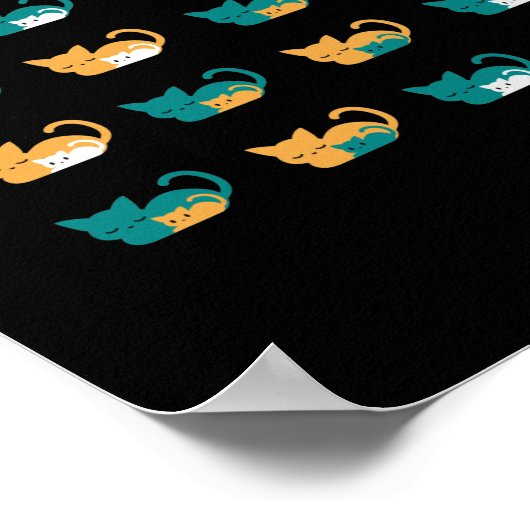 Funny Slapende Cat Art III Poster (Hoek)