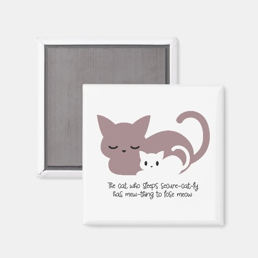 Funny Slapende Kat Pun en Art I Magneet (Voorkant / Achterkant)