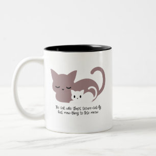 Funny Slapende Kat Pun en Art I Tweekleurige Koffiemok