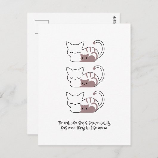Funny Slapende Kat Pun en Art II Briefkaart (Voorkant / Achterkant)