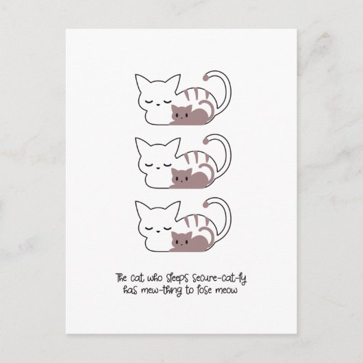 Funny Slapende Kat Pun en Art II Briefkaart (Voorkant)