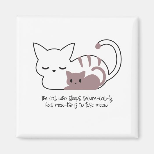 Funny Slapende Kat Pun en Art II Magneet (Voorkant)