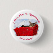 Funny Slapten Kitten in Red Basket Sjabloon Ronde Button 3,2 Cm (Voorkant)