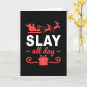 Funny Slay All Day Christmas Card Santa Sleigh Mem Kaart (Gele Bloem)