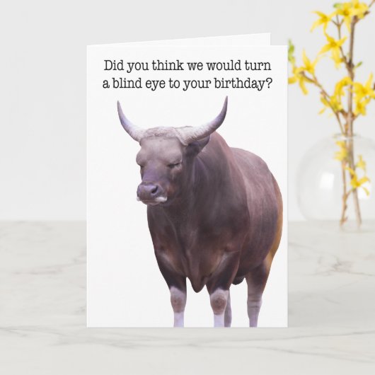 Funny Sleeping Bull Birthday Kaart (Gele Bloem)